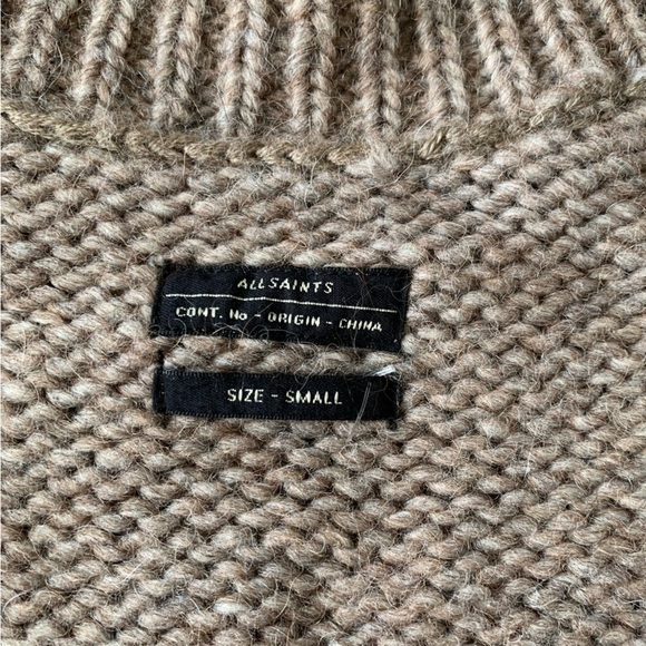 All Saints alpaca wool zip front wrap chunky knit cardigan beige size small - Picture 5 of 8